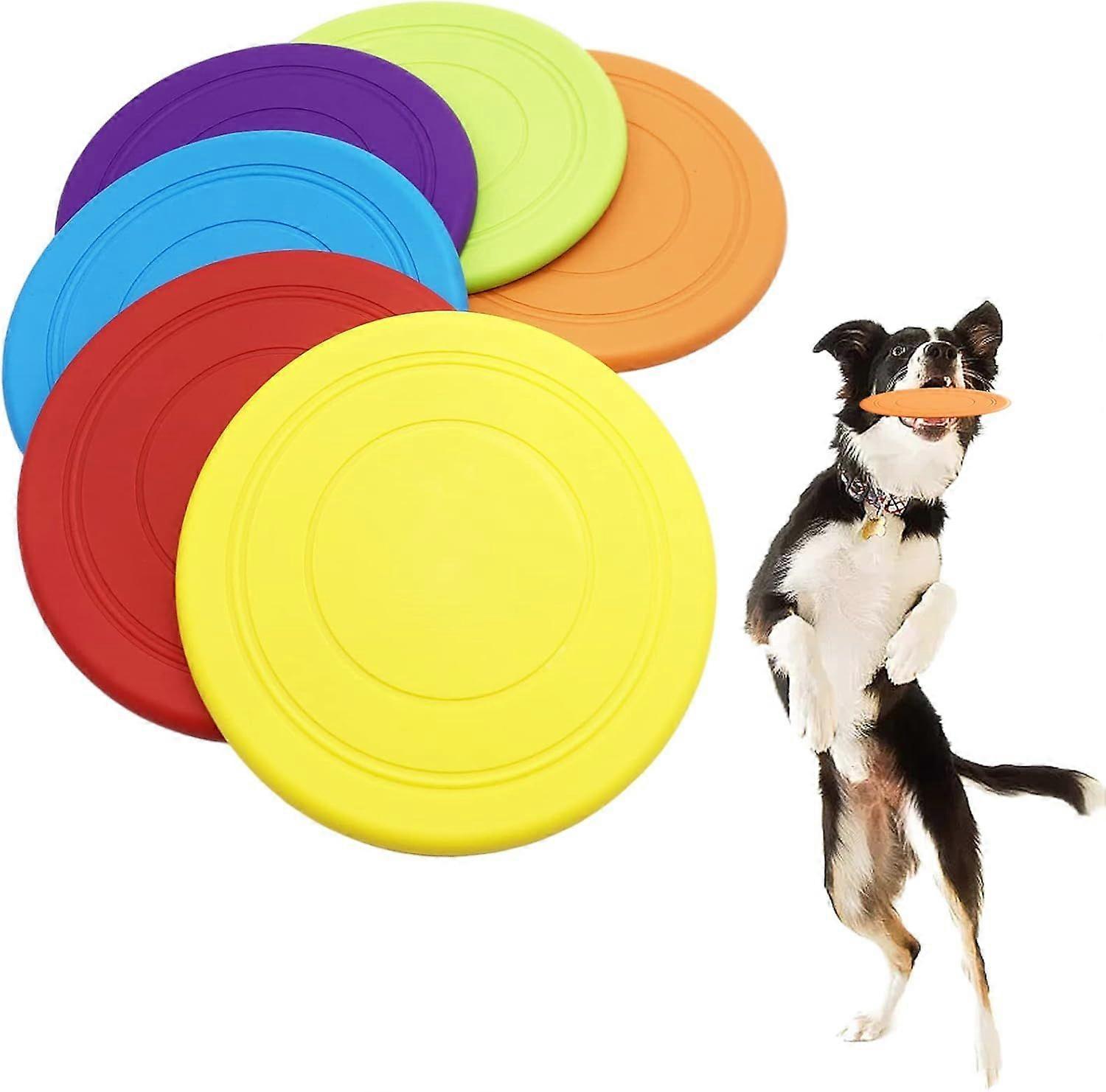 6 Pack Dog Flying Discs - Interactive, Soft Floating Saucer for Small, Medium Dogs - Safe on Teeth