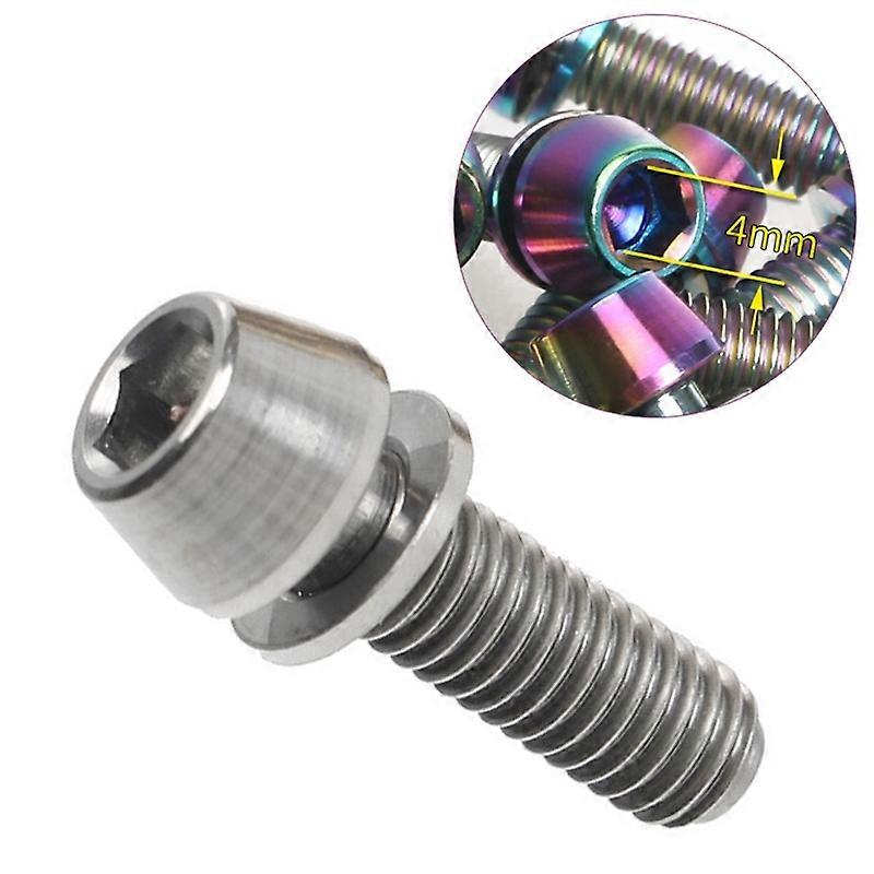 TOSEEK Bicycle Handlebar Stem Screw Titanium Alloy M5x16mm Mountain Bike Fixed Gear Handlebar Stem Screw with Gasket