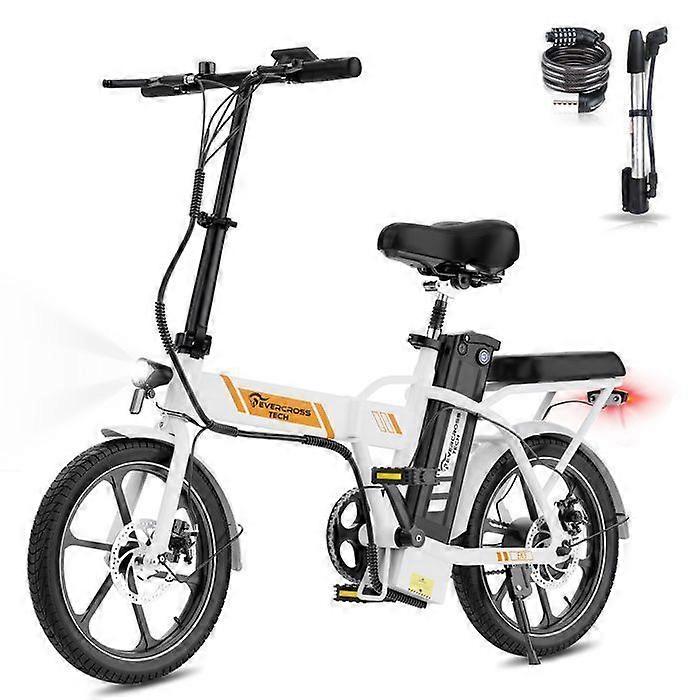 EVERCROSS TECH Opvouwbare Elektrische Fiets Grote Banden 16" EK5 - Verwijderbare Batterij 36V 350W Motor Dubbele Remmen Volwassene - Wit