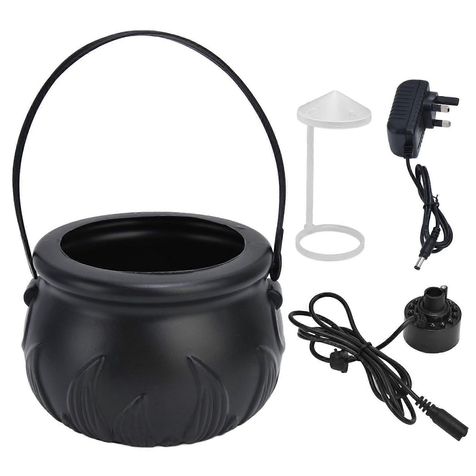 Halloween Witch Pot Smoke Machine Mist Maker Fogger with Color Changing LED Light Party Prop AC100240VBlack Flame UK Plug