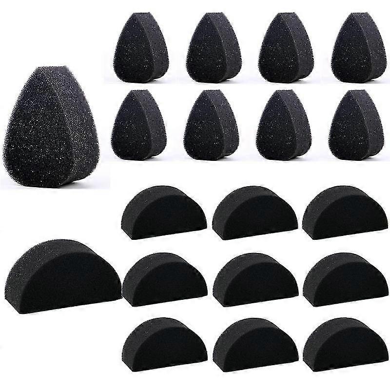 Ansiktsmalingssvamper Svarte svamper med høy tetthet for kunstverk og kroppsmaling (10 kronblader + 10 halvmåner)