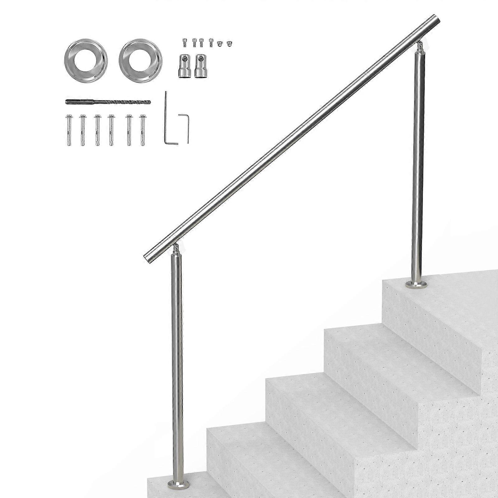 Χειρολισθήρες για σκαλοπάτια εξωτερικού χώρου, 59 ίντσες / 150cm μήκος Χειρολαβή σκάλας με κιτ εγκατάστασης, διπλή στήλη για ηλικιωμένους, βεράντα &; κατάστρωμα