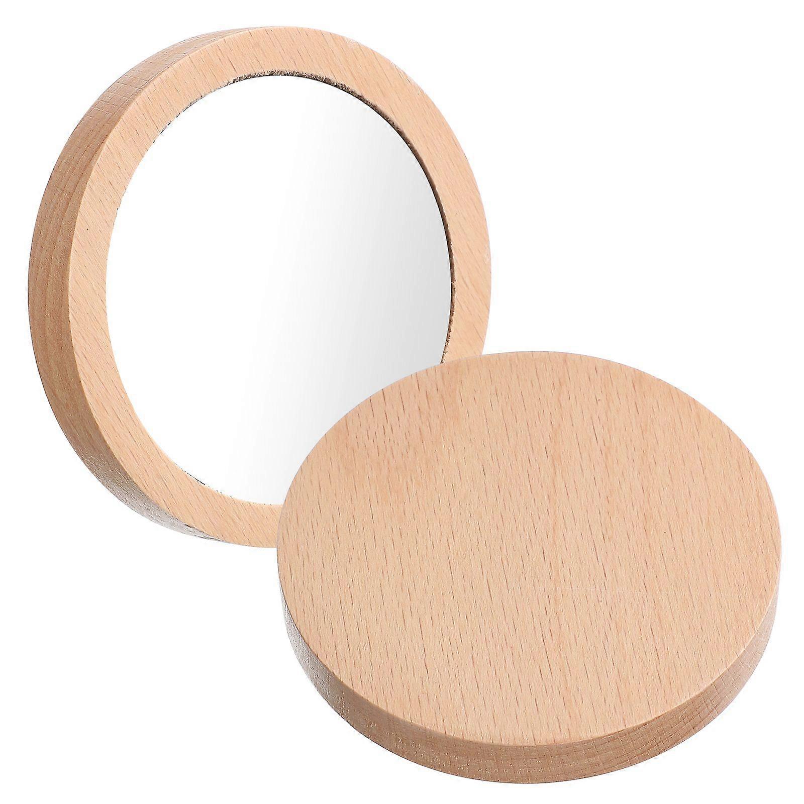 2PCS Elm Mini Size Makeup Mirror 6.5cm 7.5cm Round Portable Pocket Mirror