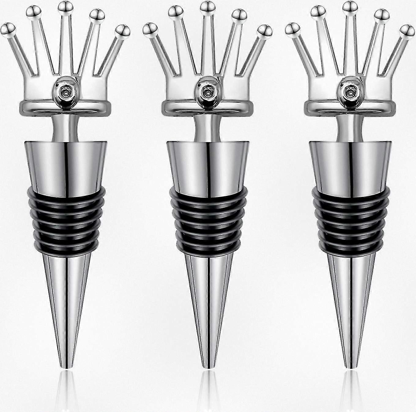Reusable Decorative Wine Stoppers for Bottles - Keeps Wine and Champagne Fresh (Set of 3)