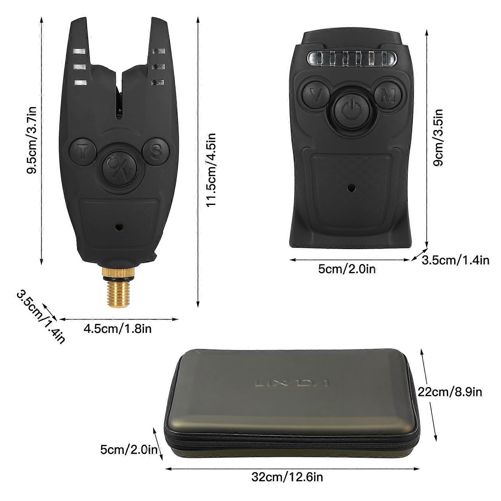 Lixada Fishing Bait Alarm Set with Portable Case Fishing Bait Alert Set Luminous Fishing Bait Indicator Digital Fishing Alert Kit