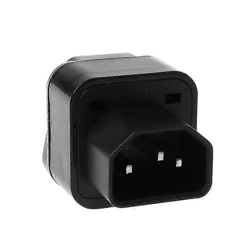 IEC 320 C14 To Universal Female Power Adapter AC Power Plug Connector Black