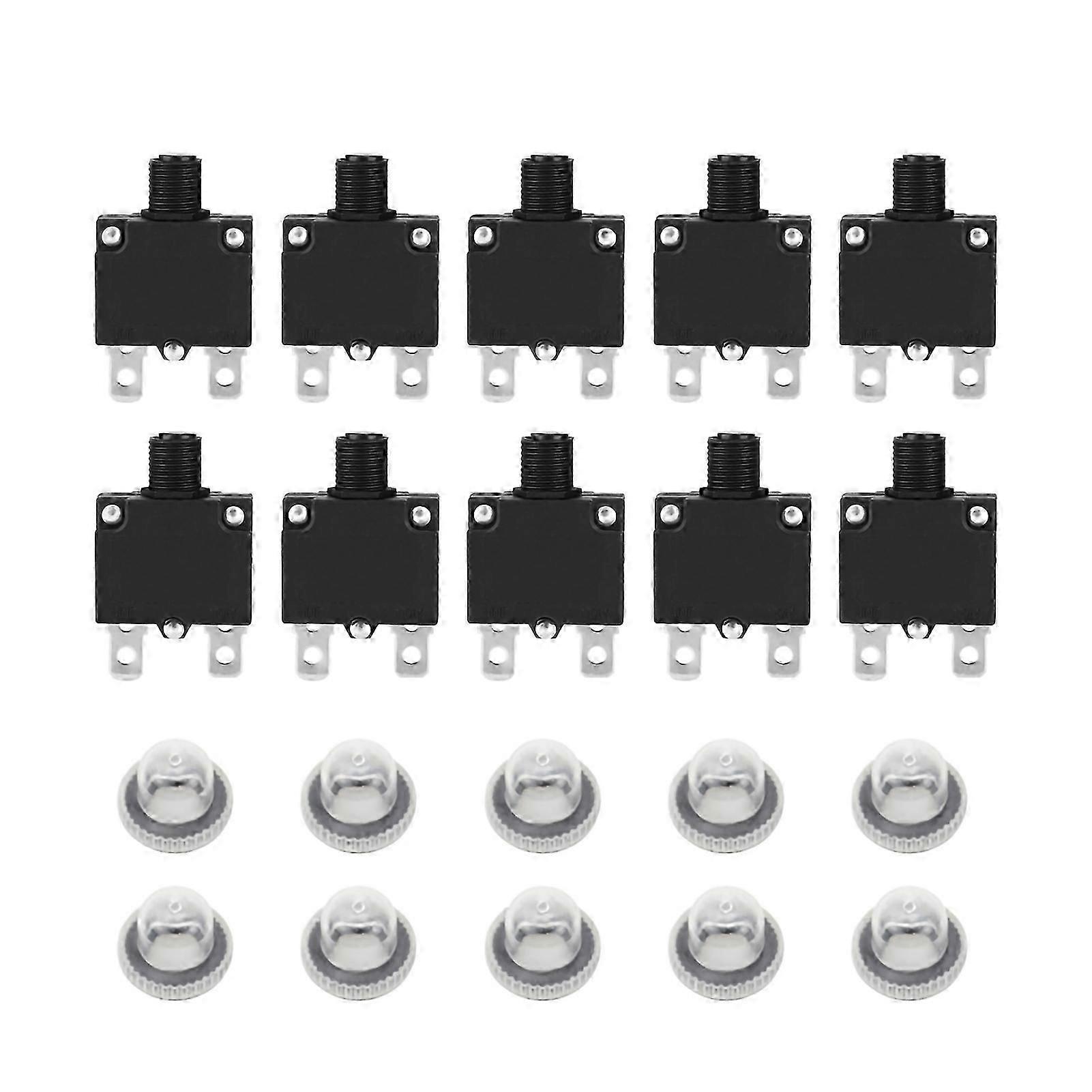 10 Pcs Current Overload Protector Circuit Breaker with Water Proof Cap 125/250Vac 32Vdc(3A)