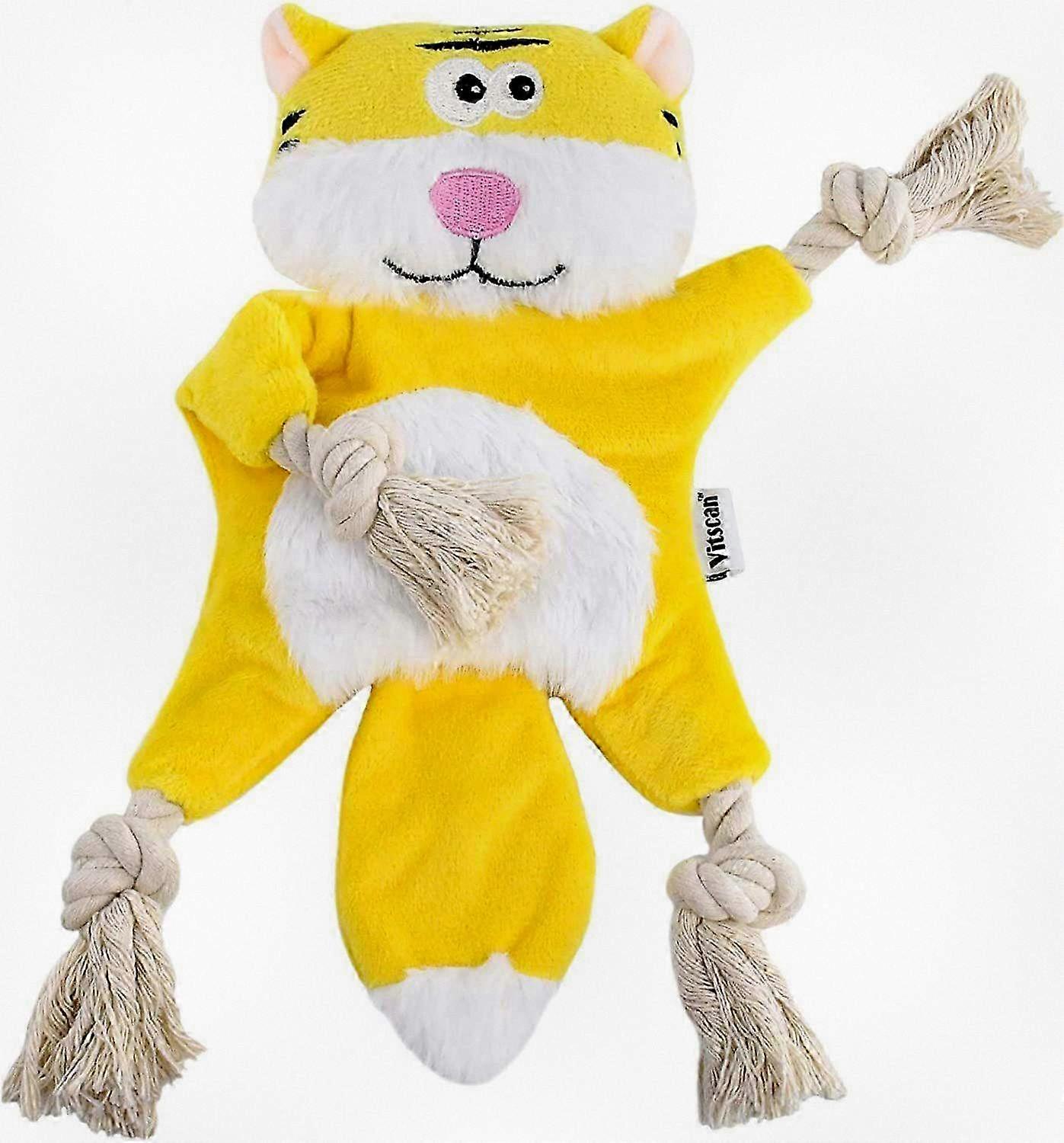 Stuffless Dog Toys for Puppies, Crinkle Squeaky Chew Toys for Dogs, Plush Toy with Rope Knots Suitable for Small Dog Breeds (Squirrel)