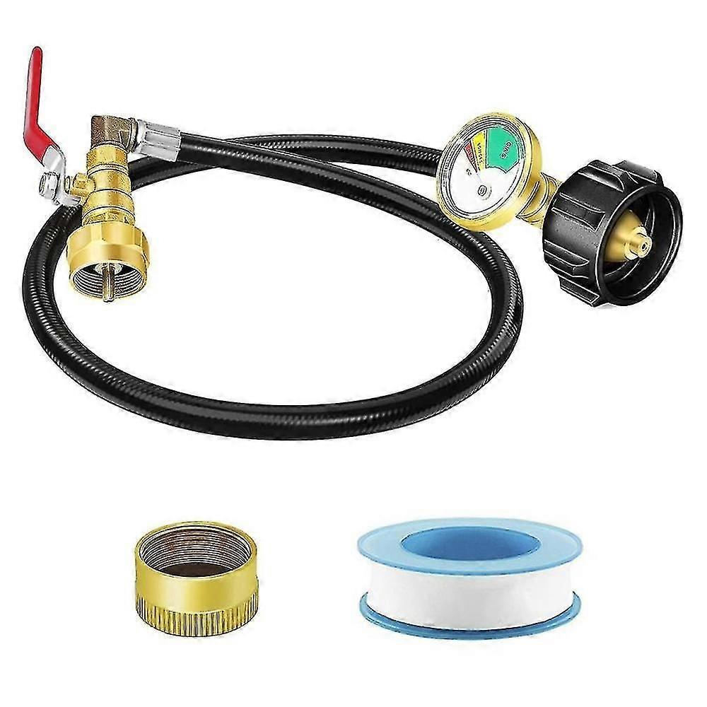 Propane Refill Adapter Hose, 36in Propane Extension Refill Hose With Gauge, Shut Off Valve, 1lb Pro
