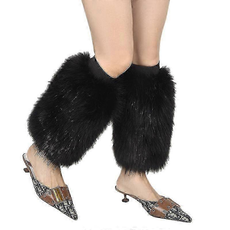Fuzzy Faux Fur Leg Warmers Boot Cuffs 25cm/35cm/45cm - 25CM Color 1