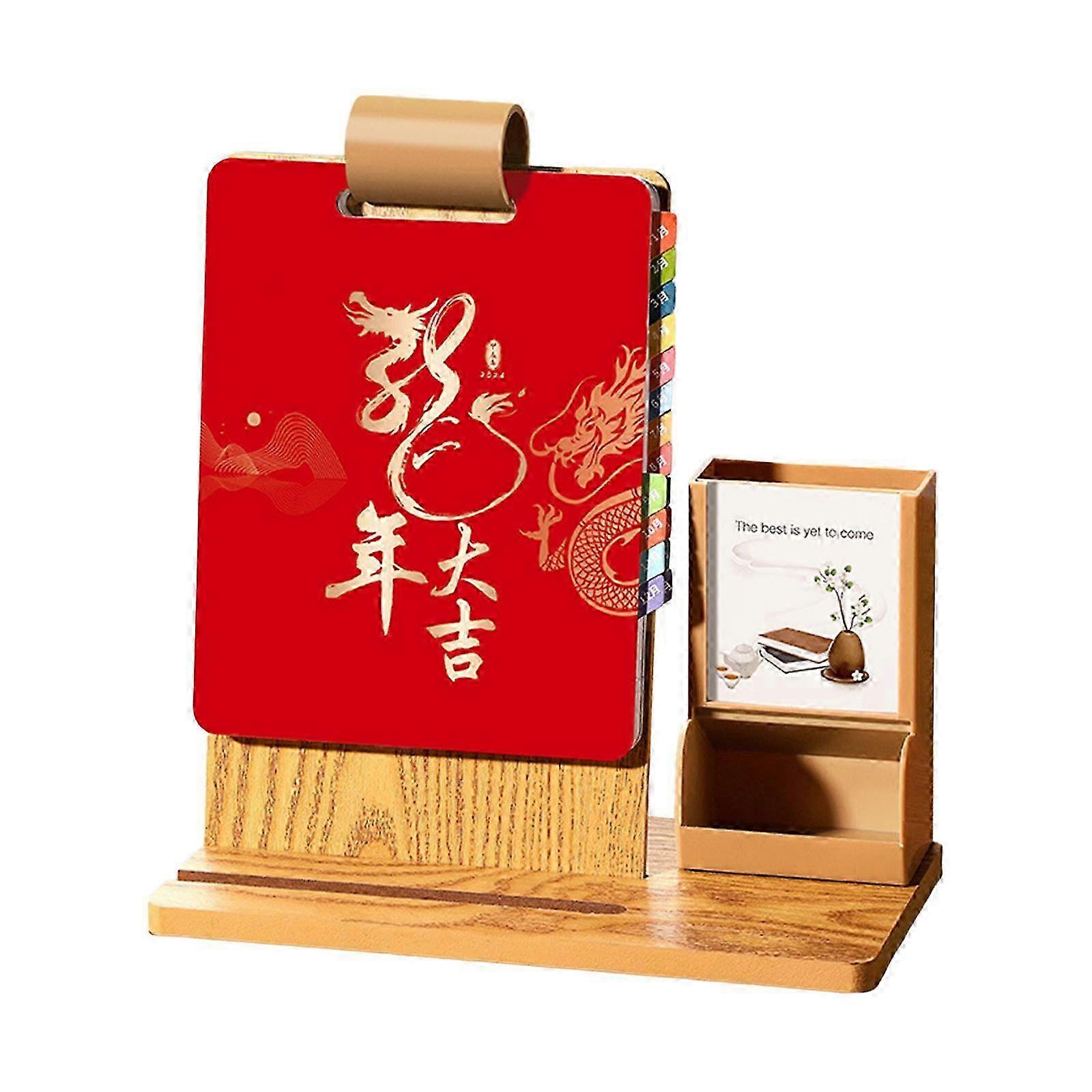 2024 Desk Calendar Personal Daily Planner with Pen and Phone Holders, Thick Paper Design for Office and Home Scheduling Needs