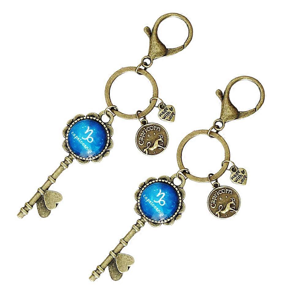 2 Pcs Twelve Luminous Keychain Time Keychain Pendant Keyring Key Holder Ring Decoration present Hanging Ornament ( )