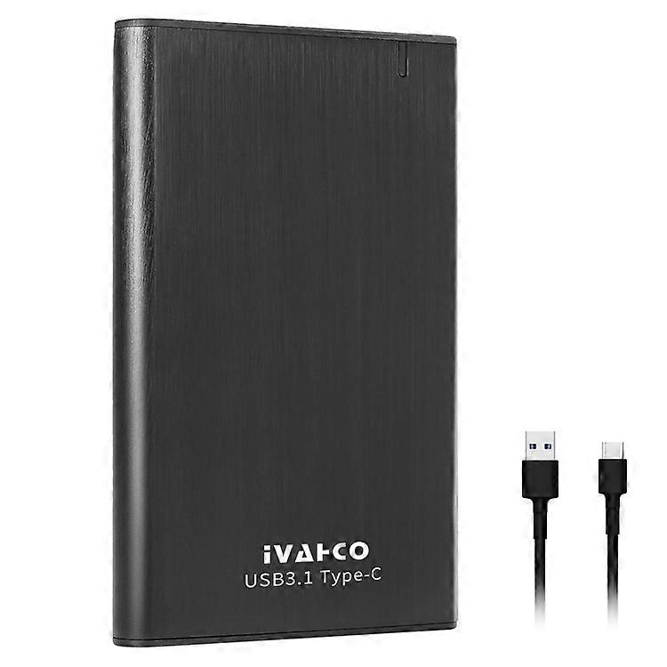 IVAHCO 320GB Type-C USB3.1 Solid State Drive Enclosure Brushed Metal 2.5" HDD External Case