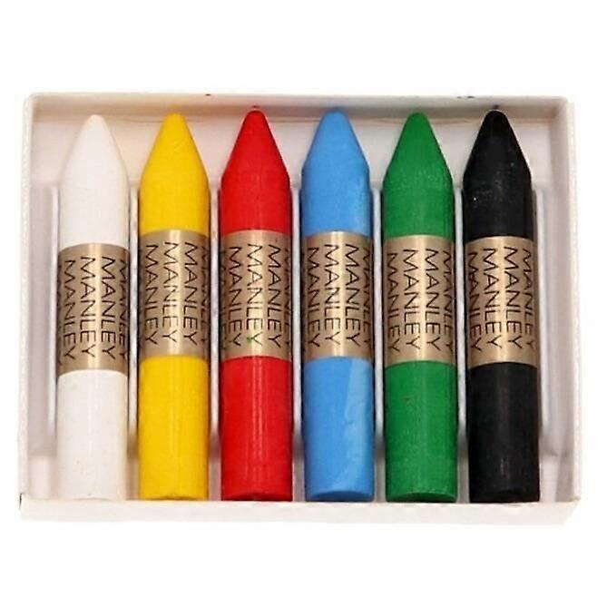Pastelli a cera - Manley - 6 pezzi - Multicolore - Resistente all'acqua - 6 cm