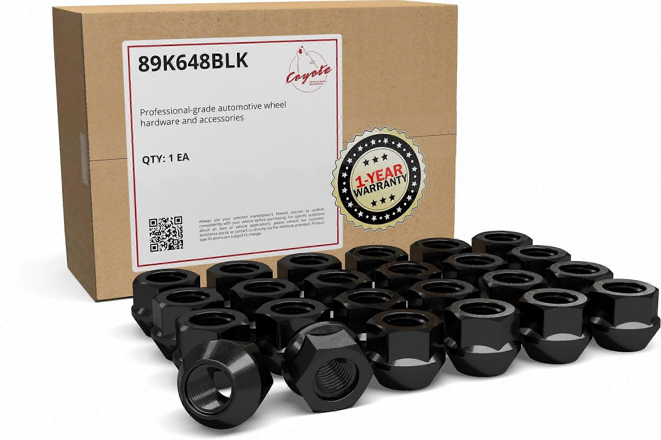 24 Pcs M14x1.5 14x1.5 Thread Open End Bulge Acorn 21mm 0.83' Long Lug Nuts Black