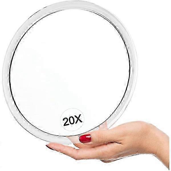 20X Magnifying Mirror with Suction Cups - 16.2cm Round Makeup Mirror for Perfect Viewing