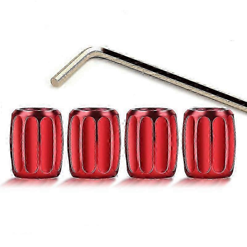 4 Pcs Metal Tire Valve Caps in Red for Use with Various Tire Valves to Protect Against Dust and Dirt