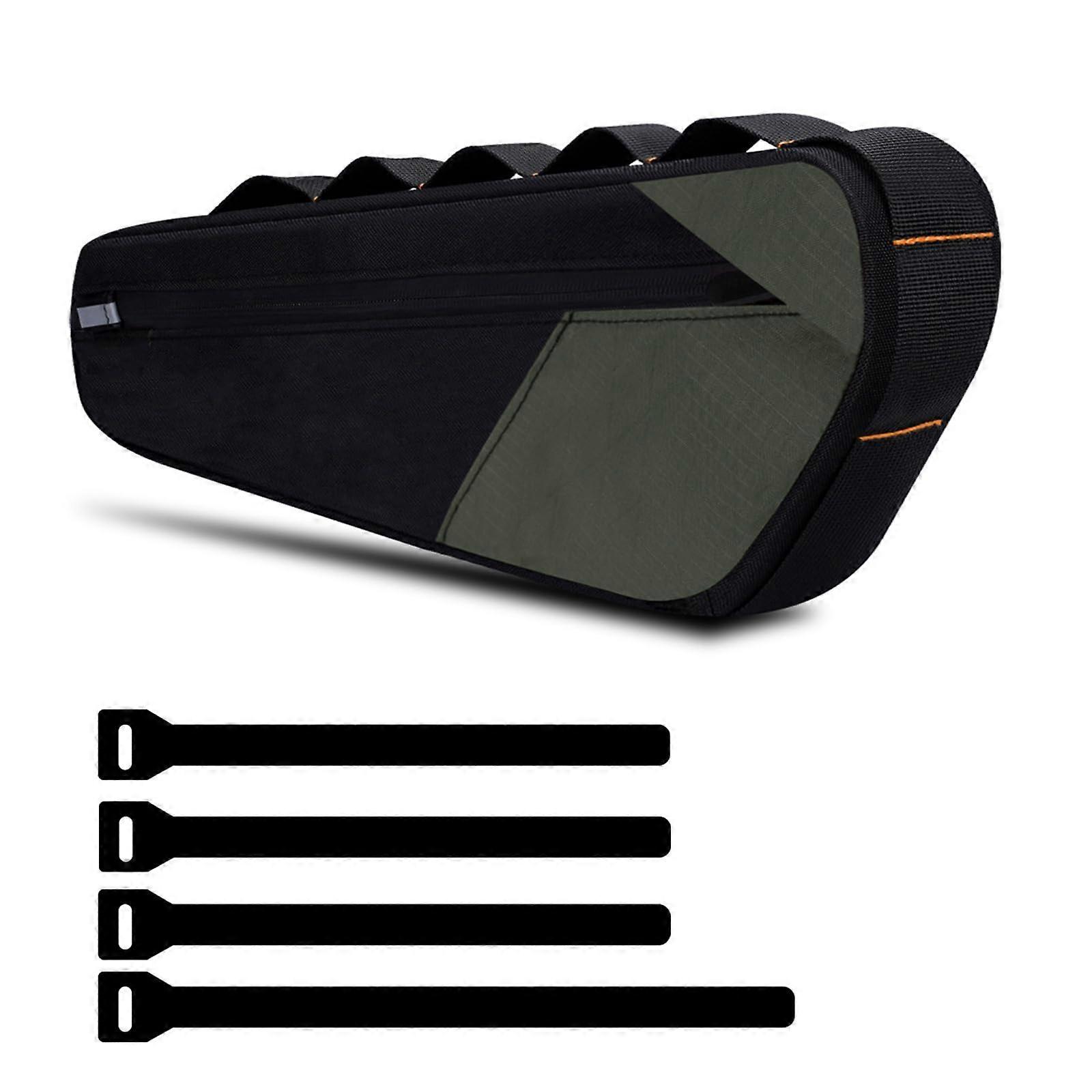 Large Capacity Bicycle Frame Bag, Portable Waterproof Bike Storage for Mountain Biking, Green Color, Durable Material
