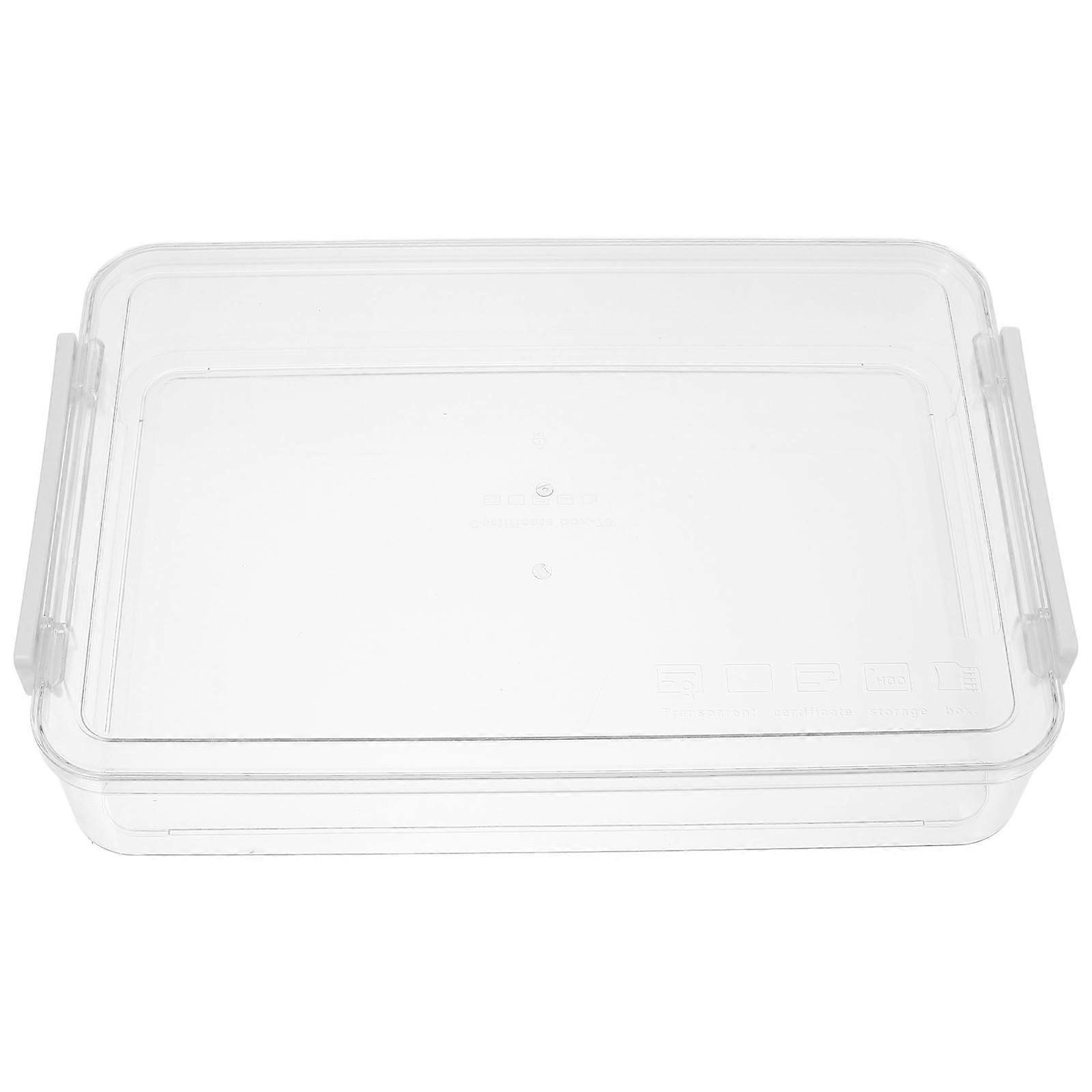 Document Storage Box With Lid Large Capacity Storage Box For Office Use Transparent 34 00X23 00X6 00CM File Organizer 1Pack