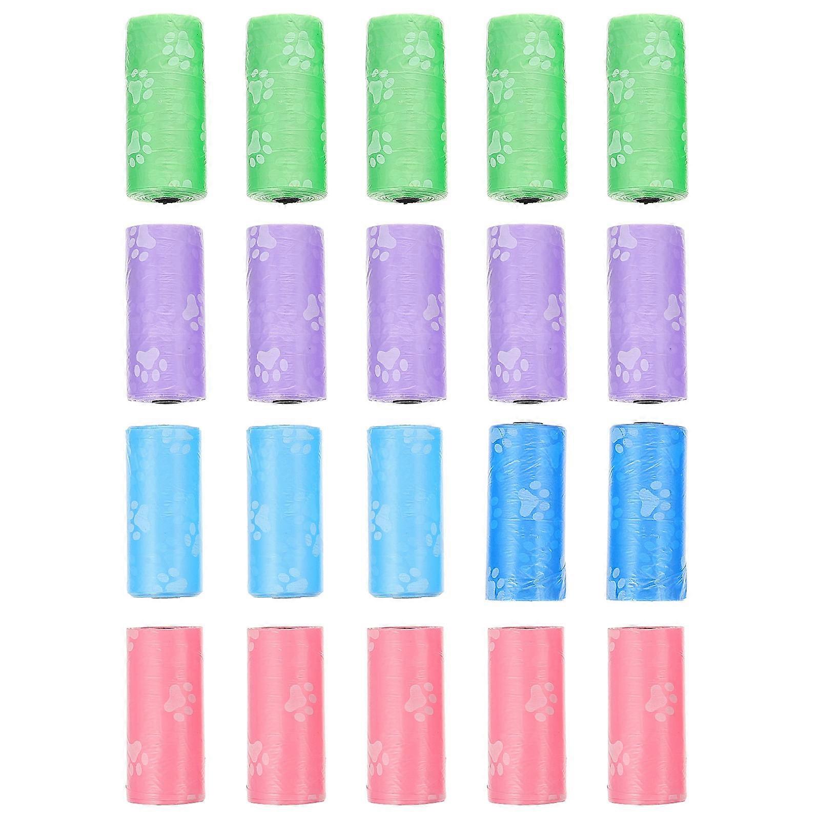 Doggie Waste Bags Pet Waste Holders For Pet Playtime Assorted Color 6X2.5cm Convenient Removal 20 Rolls