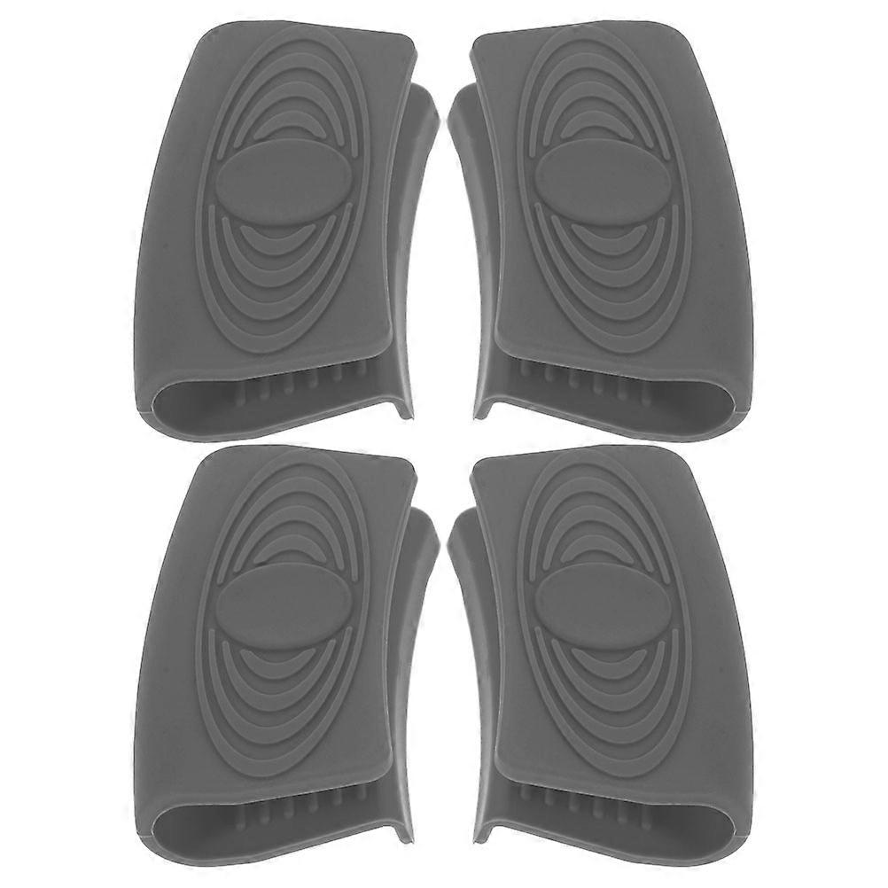 Anti Scald Silicone Pan Handle Covers Pot Grip Handle Sleeves Kitchen Use Grey 8.00X4.00X2.00CM 4Pcs