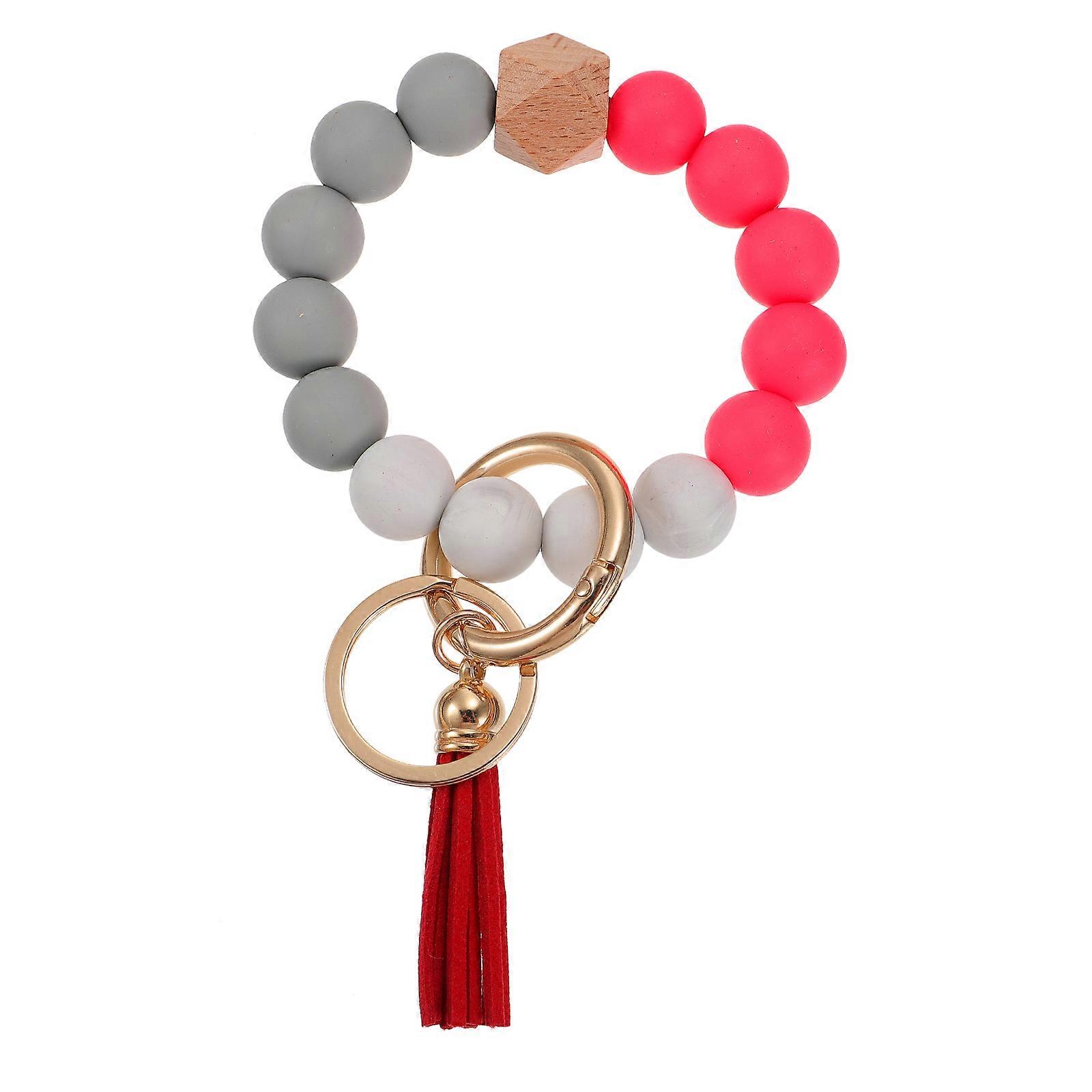 Red Silicone Key Ring Bracelet Creative and Stylish Design for Decoration Lightweight and Compact