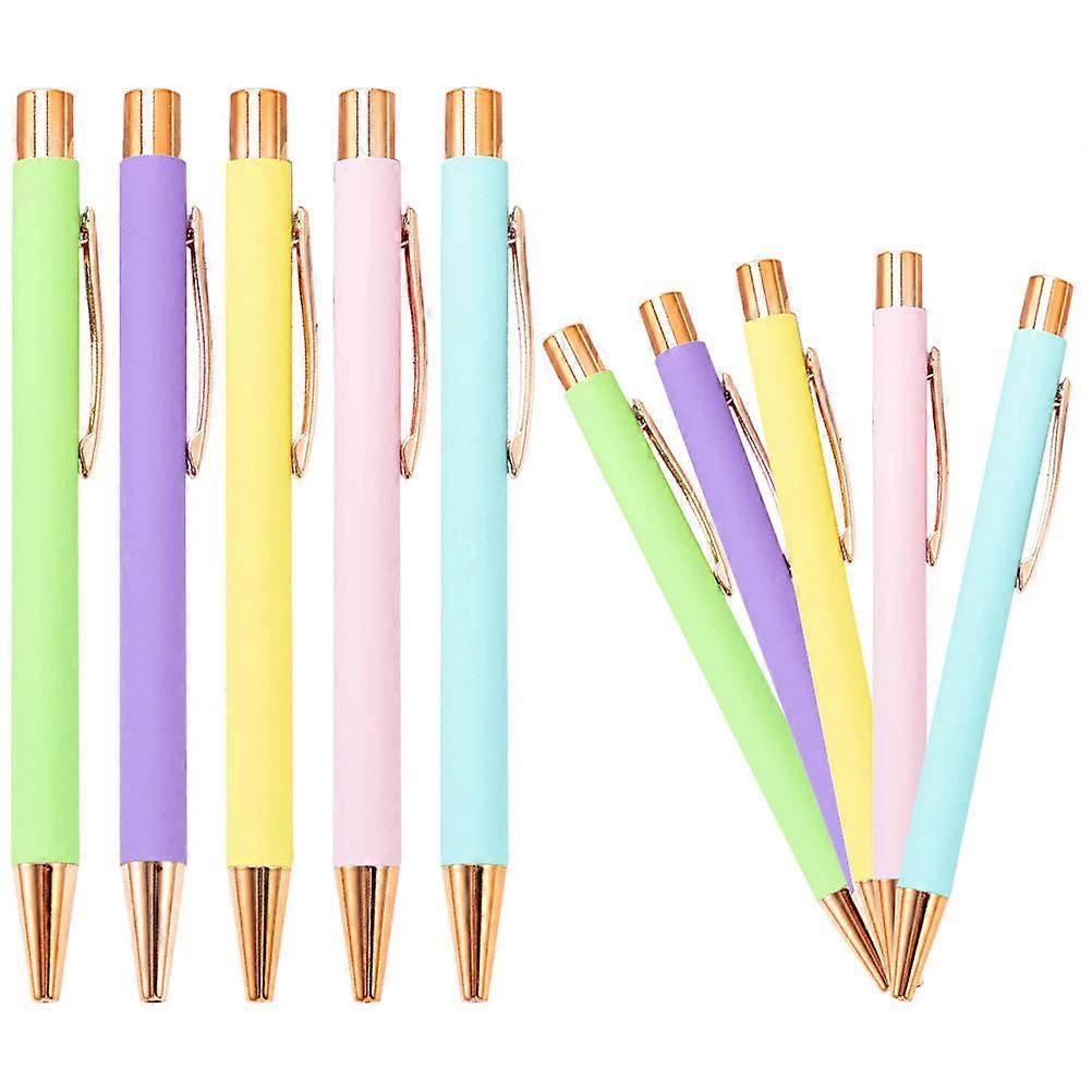 10pcs Ergonomic Retractable Metal Ballpoint Pens – Lightweight Multi Function Writing Instruments for Office, School & Exam Use
