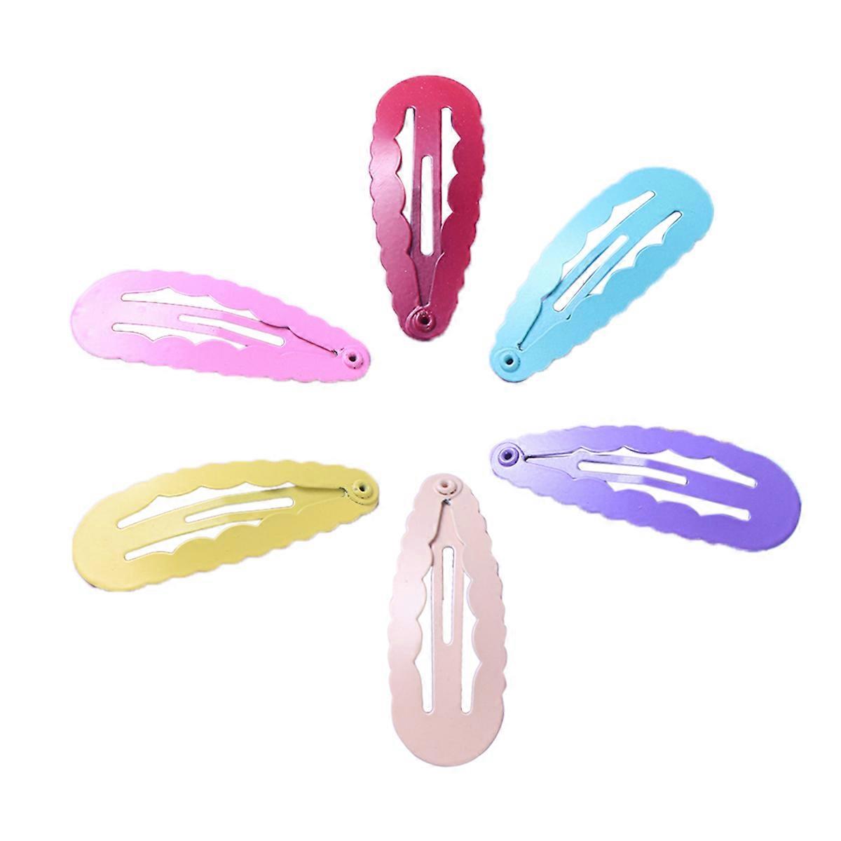 60pcs Candy Color Durable Hair Clips Stoving Varnish Wave Ellipse Pattern Cute for Young