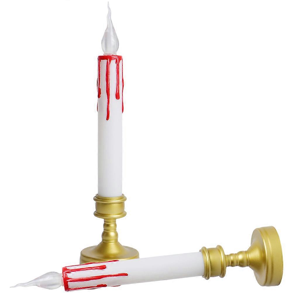 Flameless Taper Candles Lifelike Flame Candles Battery Operated Candles with Candlesticks Cup Multi 25.3x58cm Decorative 1 Pair