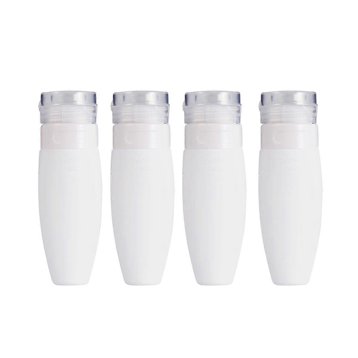 Mini Silicone Bottle Travel Containers Simple Cosmetics Storage Holders White 60ml Easy to Clean 4Pcs
