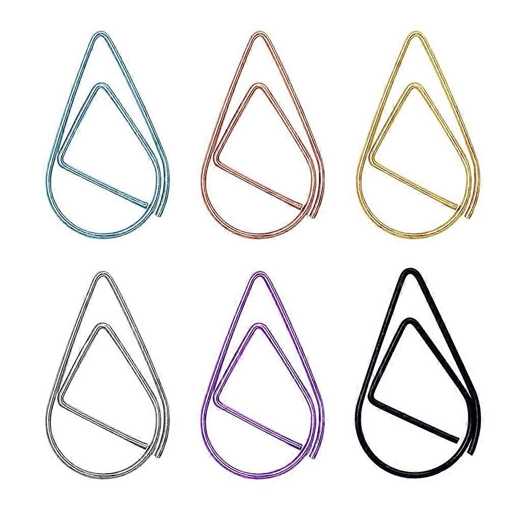 Water Droplet Shape Metal Bookmark Paper Clip Home Use Office School Simple Design 50Pcs