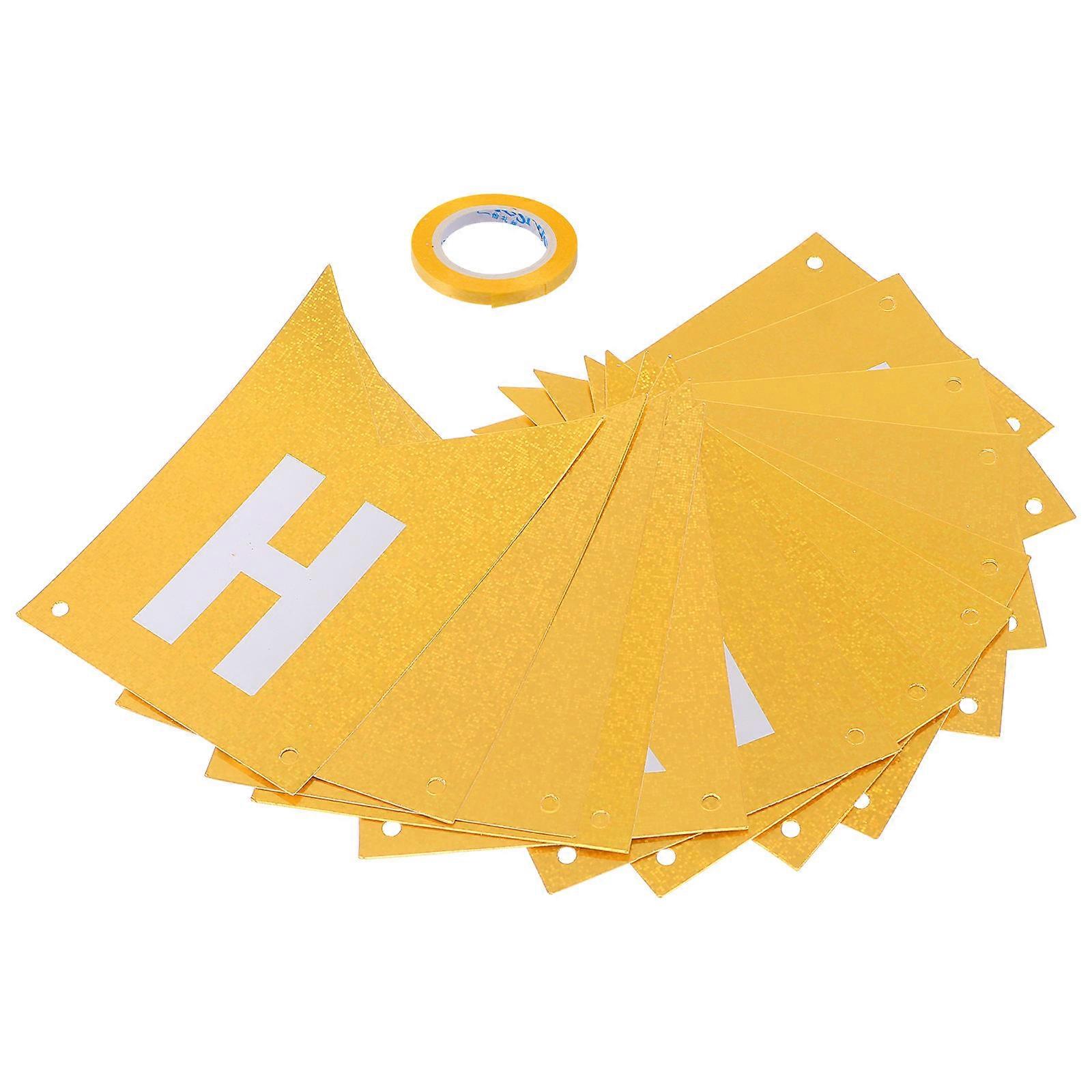 クールなハッピーバースデーバナー屋外装飾ゴールデンカラー16.4X11.4CM 1セット