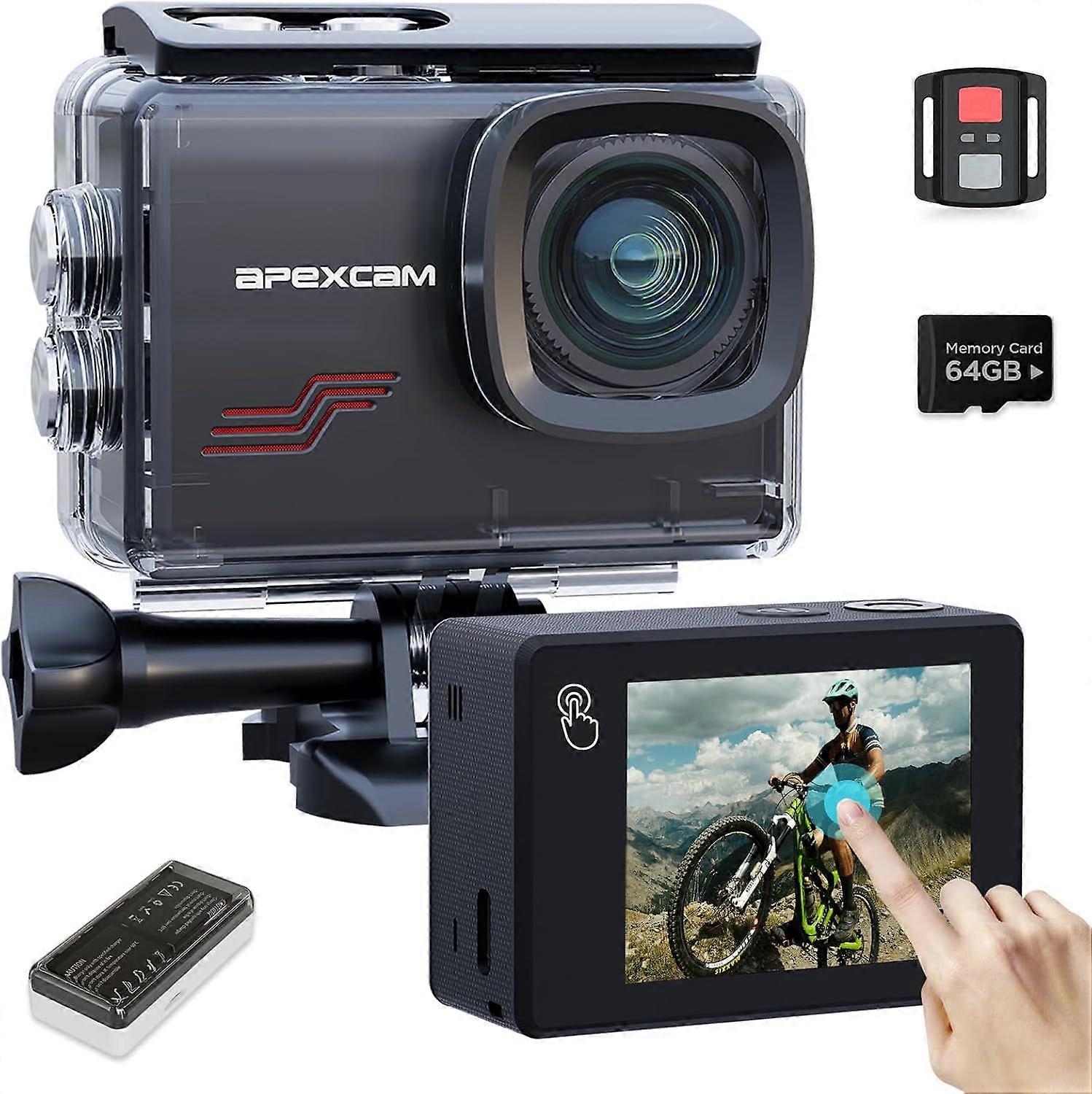 2025 Latest Model Action Camera 4K Touch Screen, 131FT Waterproof Camera