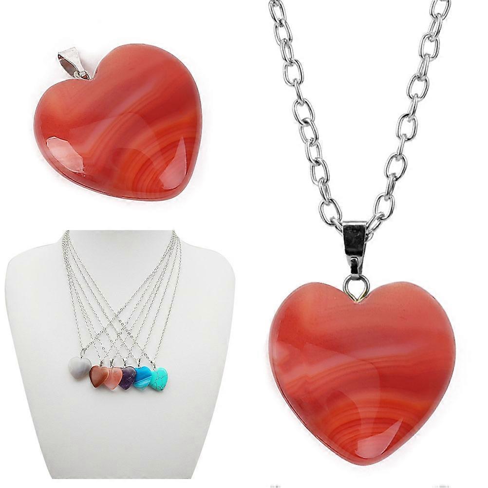 ハート型ペンダントネックレススタイリッシュな天然石愛ハート型ジュエリー十代の若者たちのための赤ピンククォーツ1セット