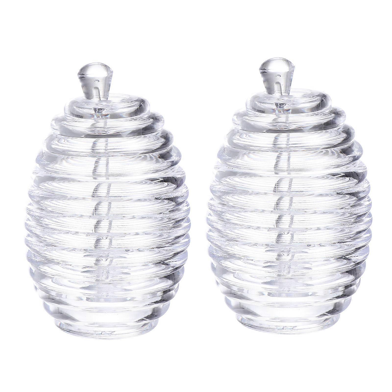 Acrylic Honey Jar Pot with Spoon for Honey Storing 2Pcs Transparent Storage Bottle