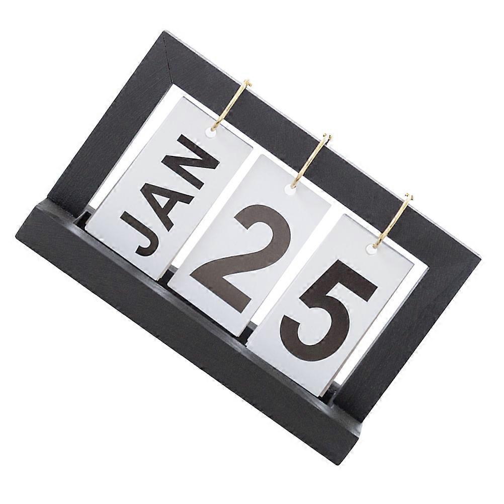 Perpetual Desk Calendar Home Office Daily Flip Calendar 20X12cm Black 1Pc