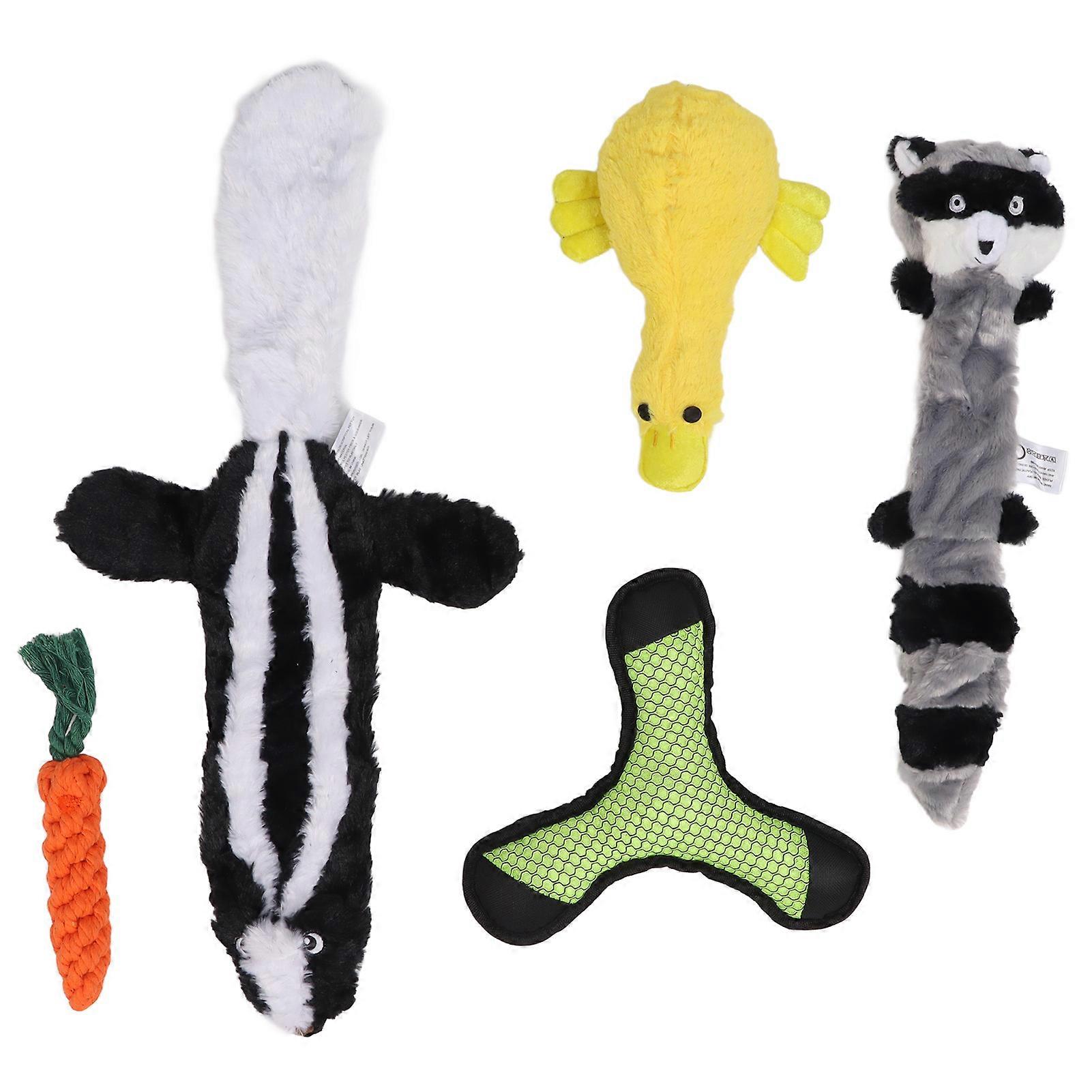 5pcs Dog Squeaky Toys Cute Plush Dog Toy with Round Speaker for Puppies Small Pets