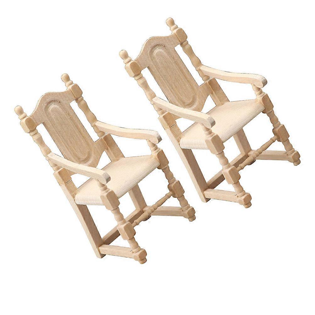 Miniature Model Furniture Compact Realistic Style Kids Collectors Decorative Photo Prop Wood 10X4.5CM 2Pcs