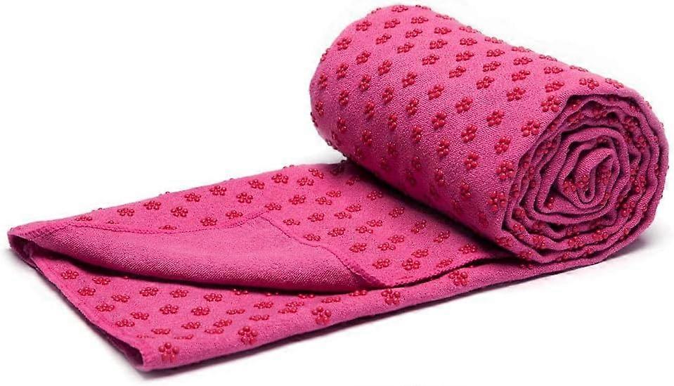 Toalhas de ioga antiderrapantes AURA (rosa) com bolsa de transporte de malha, extra longa (62 x 183 cm / 24,4 polegadas x 72 polegadas) Toalha de ioga com aderência de pontos