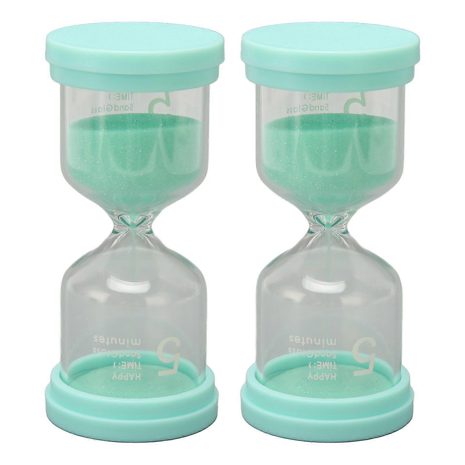 2025 Latest Model  2Pcs Sand Timer Green 5 Minutes Durable Plastic Thick Clear