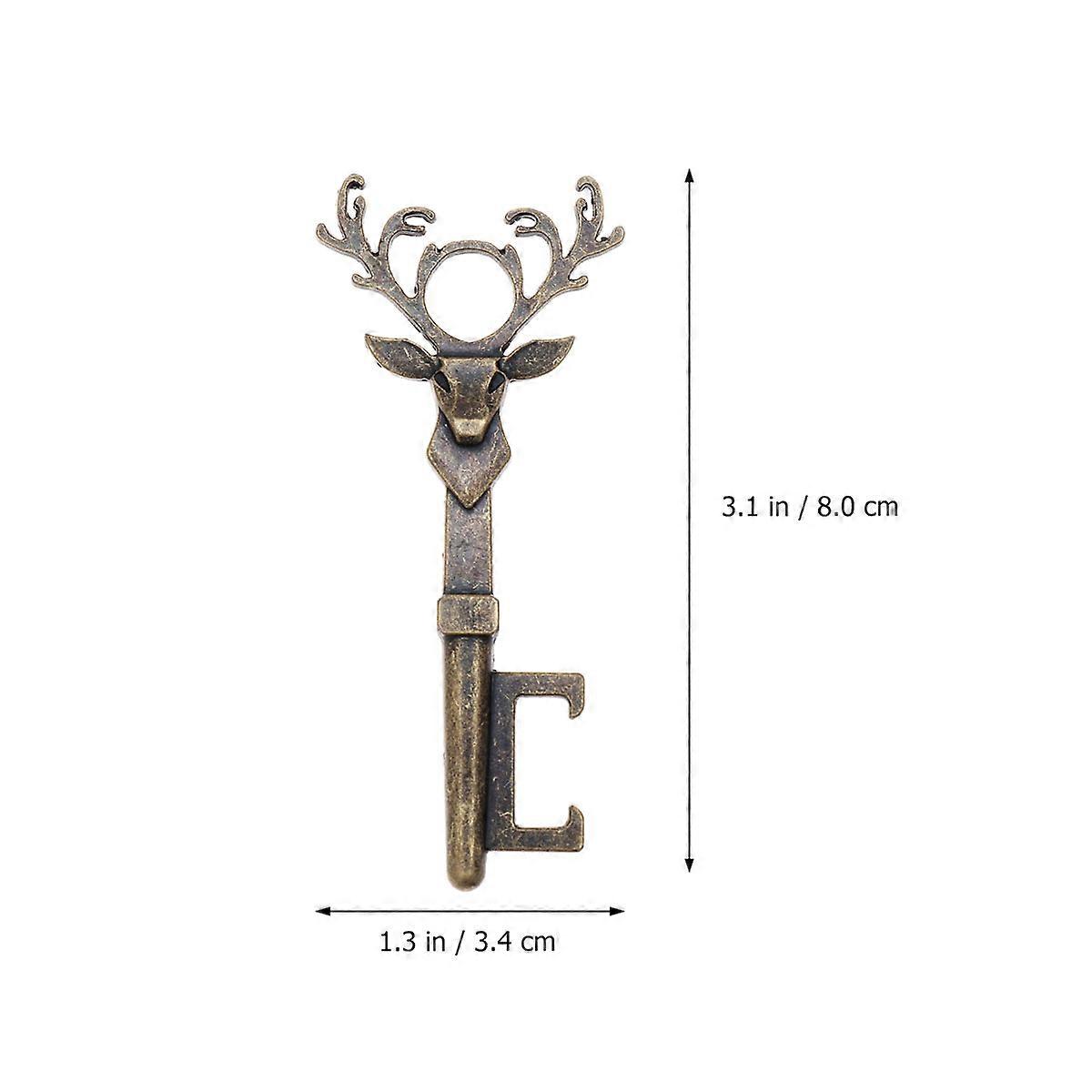 Christmas Party Deer Head Bottle Opener Lid Remover Zinc Alloy 8x3.4x1cm Dark Brown 5 Sets