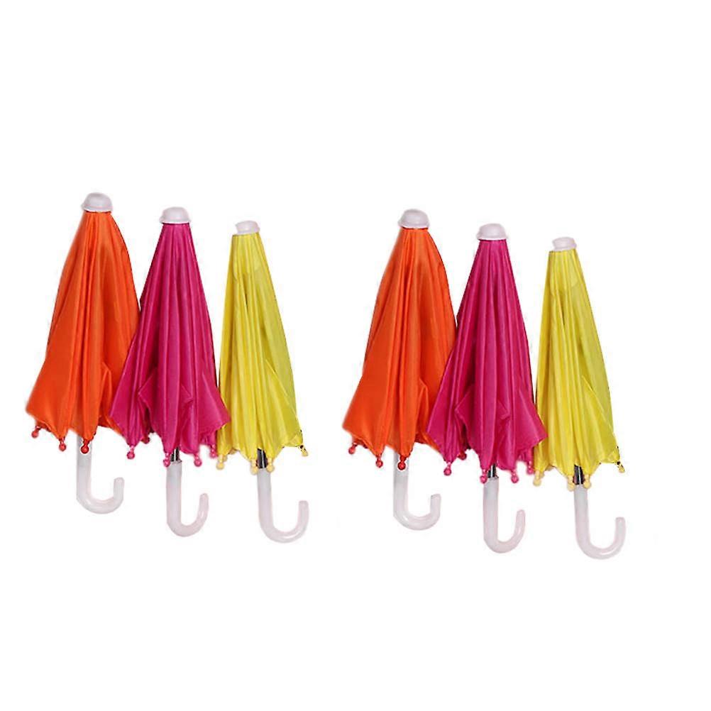Umbrella For Dolls Toy Umbrellas present Giving Simple Design Plastic Cloth 6Pcs