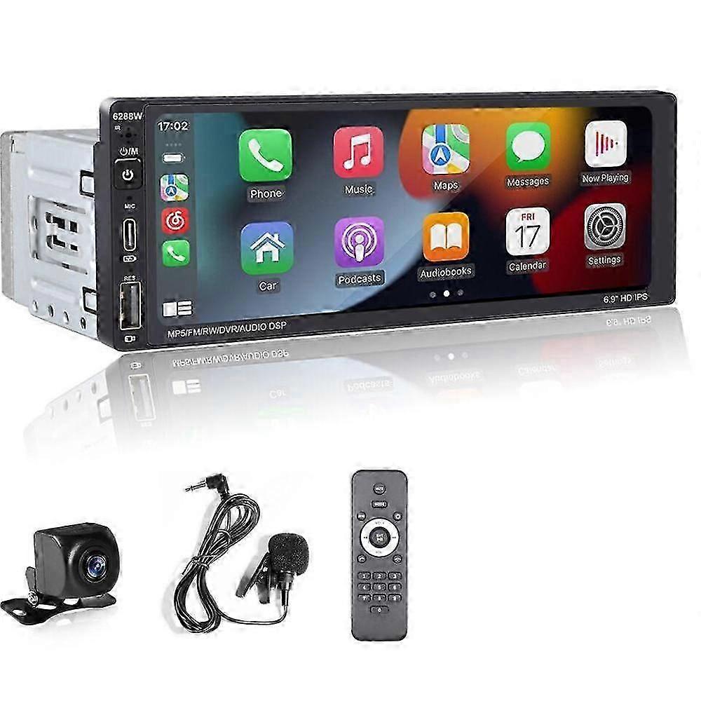 Single Din Car Wireless Carplay 6.9 Touchscreen Bluetooth Radio Usb