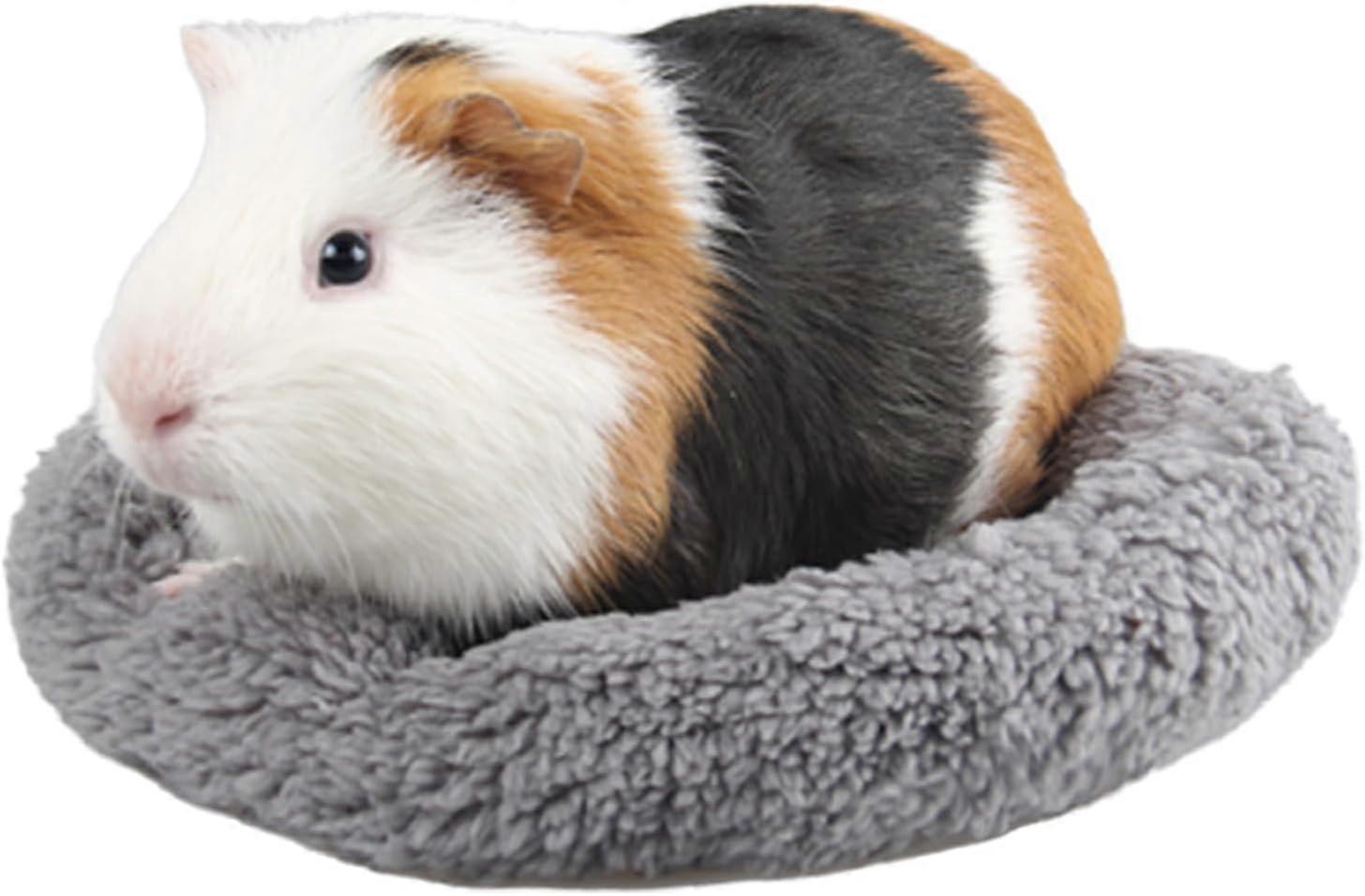 Hamster Bed, Soft Round Velvet Warm Sleep Mat, Washable Pad for Hamster Hedgehog and Other Small Animals (Grey, L)