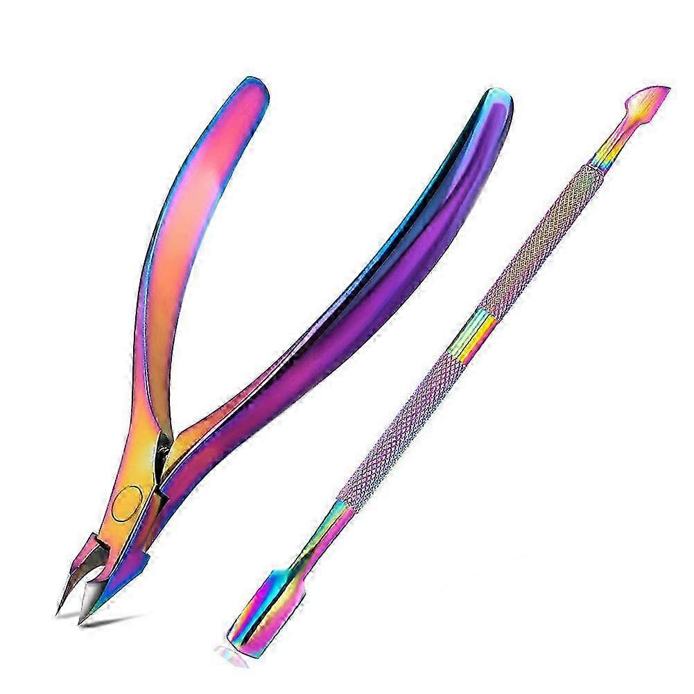 Cuticle Nipper with Cuticle Pusher Set - Precision Cuticle Nipper and Under Nail Cleaner Kit for Salon or Home Use - Surgical SZRH A-575