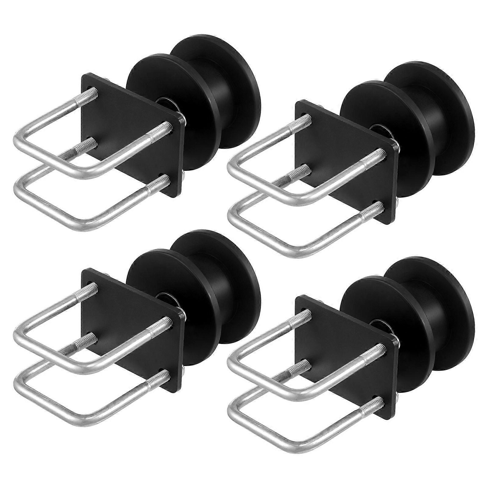 Sliding Gate Kit, Rolling Gate Hardware Kit w/ H-Shaped Wheel Groove, Sliding Gate Rollers w/ 4 Track Wheels, Sliding Roller, Black