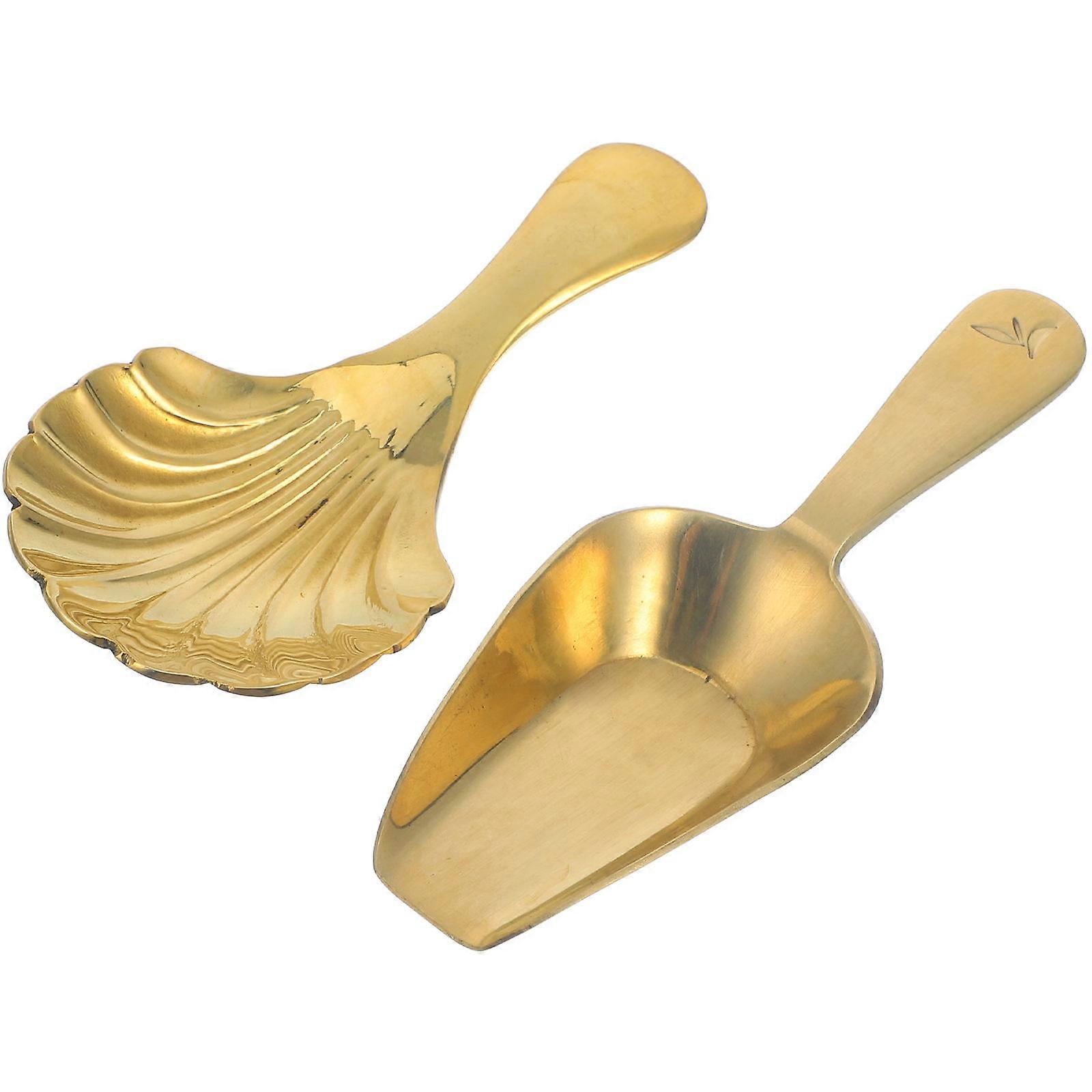 Mini Brass Tea Spoons Set (2pcs) – Lightweight Dessert Scoop for Sugar, Ice & Spices – Portable Utensil for Home and Travel Use