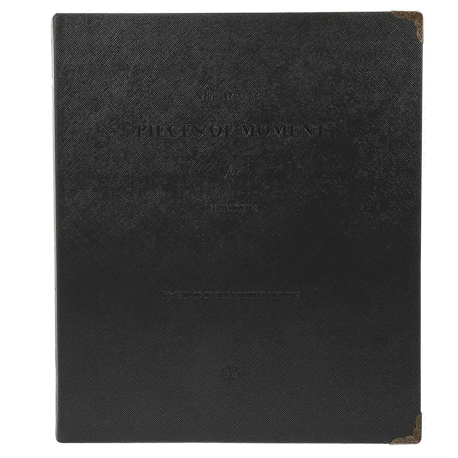 Large Capacity Pictures Albums Photo Album Book Organizing Documents Vouchers Cards 28X23.5cm Black Leather Modern and Simple Design 1Set