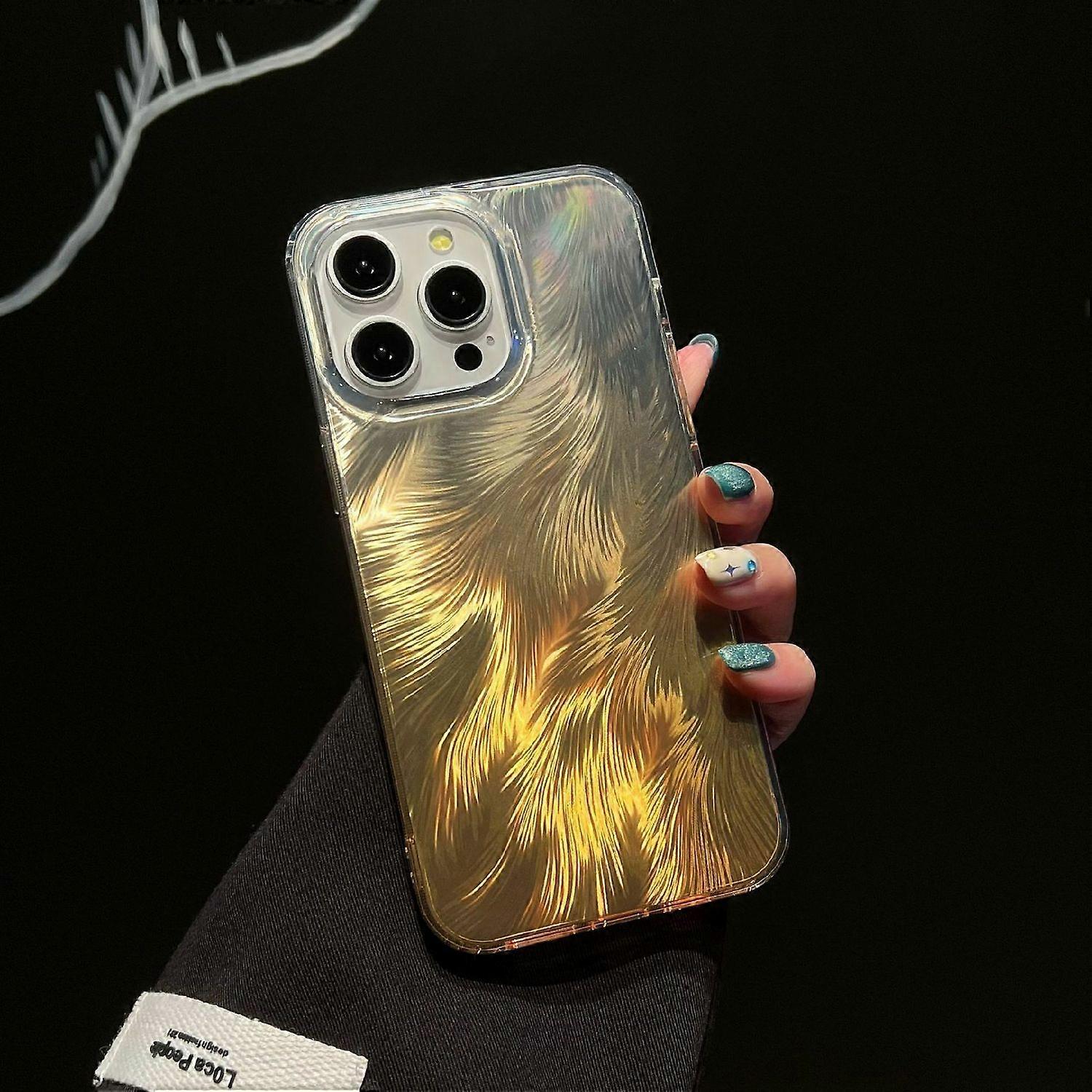 For iPhone 16 Pro Case Fox Tail Pattern Hot Stamping Electroplating Soft TPU Phone Shell