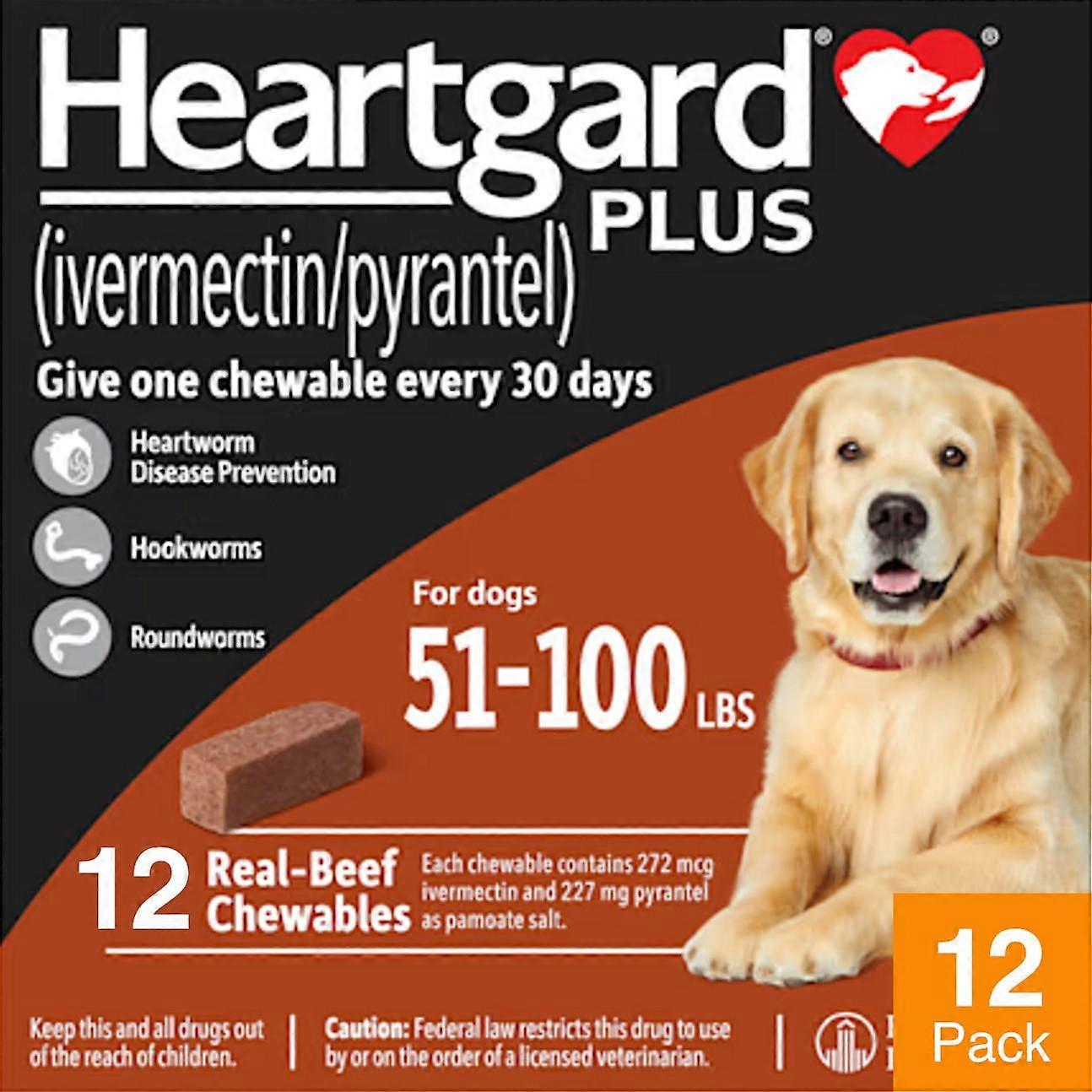 Heartgard Plus For Dogs 23-45kg (51-100 lbs) - 12 Chewables